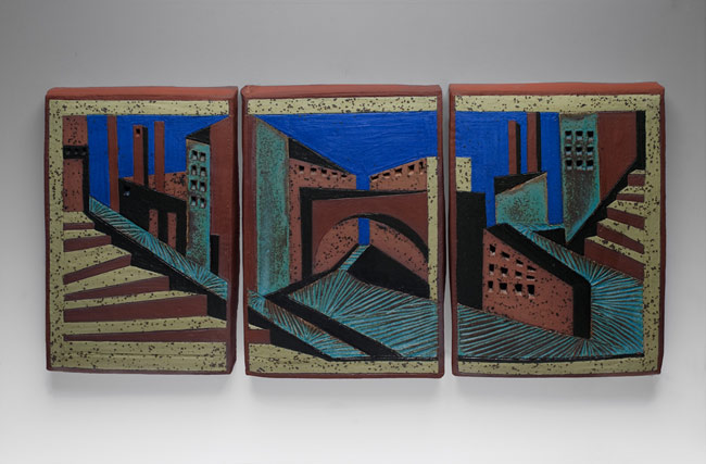 Abstract Hilltown Triptych